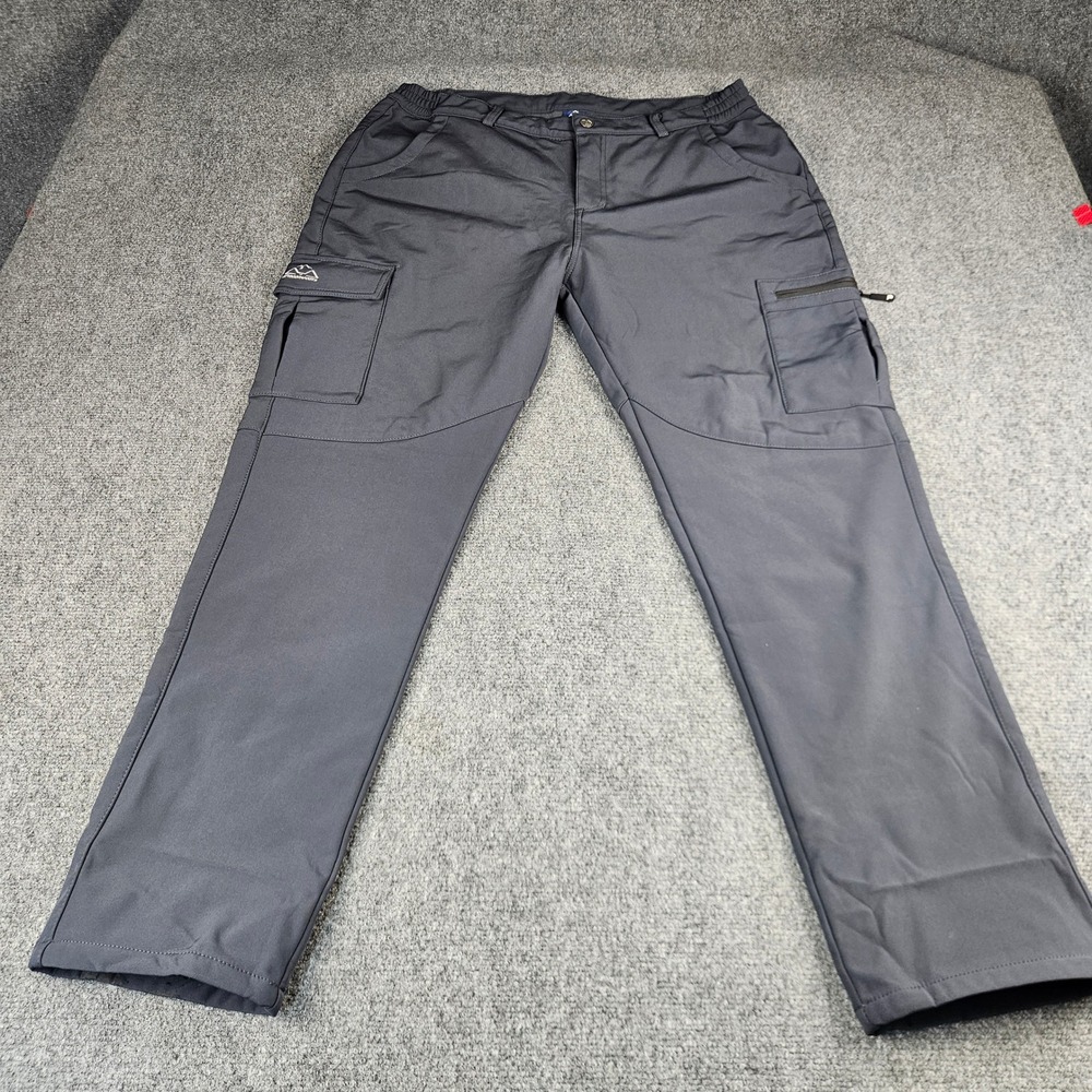 Outdoor Sports Mens XL Fleece Lined Cargo Pants Gray Hiking Winter Trousers